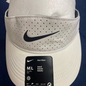 Nike White Visor Hat with Ventilated Design, Size M/L